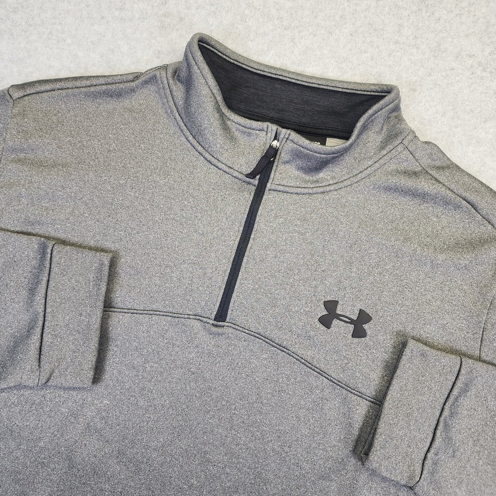 Under Armour Fleece 1/4 Zip Mens 3XL Pullover Sweater Gray Loose‎ Coldgear